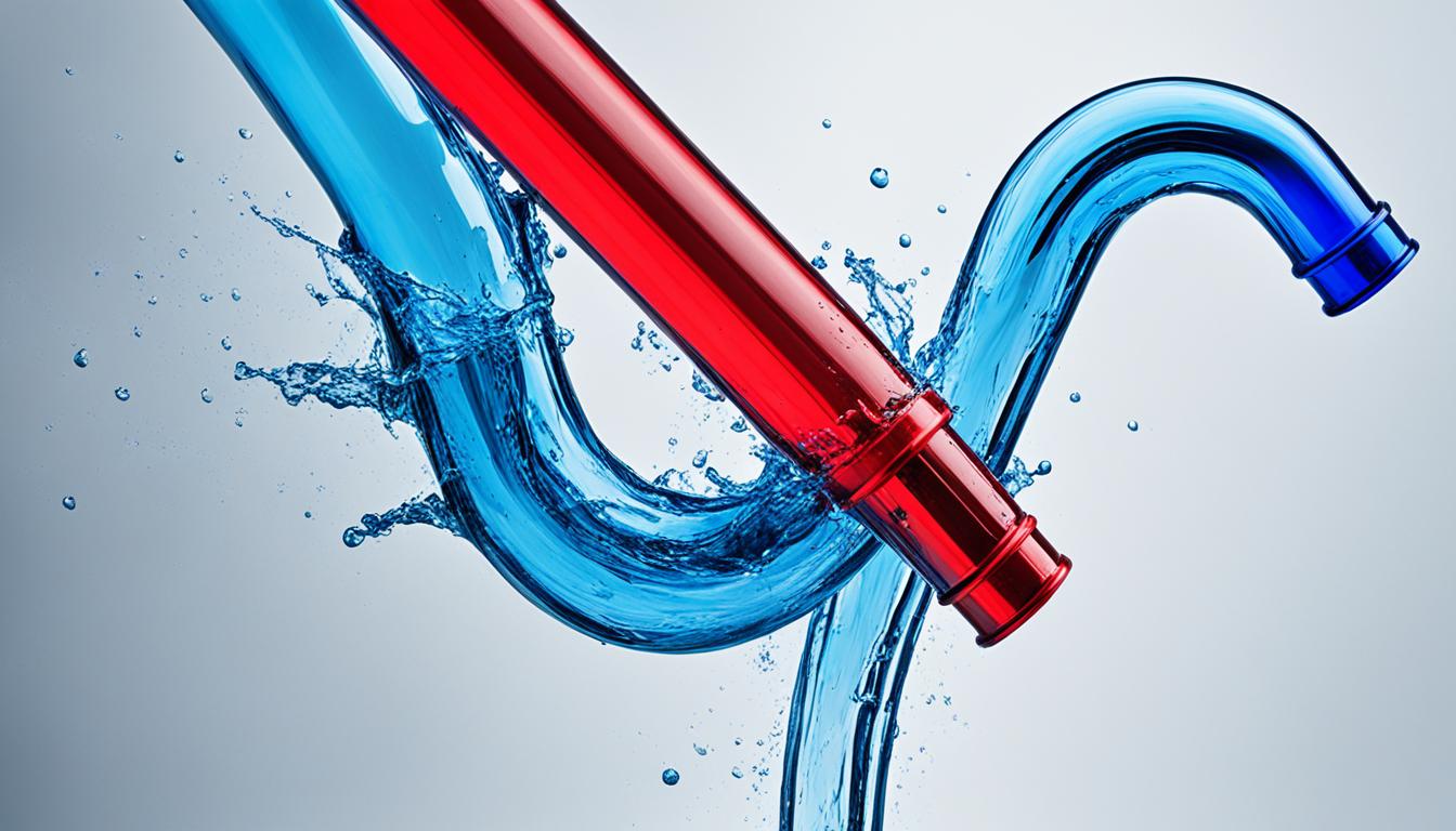 red and blue water lines