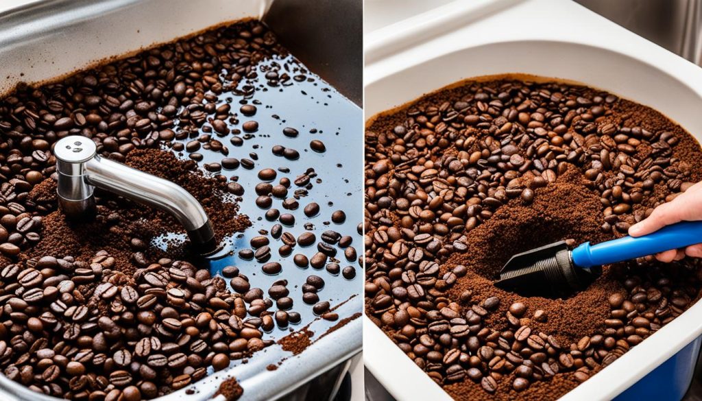 Removing coffee grounds from drain